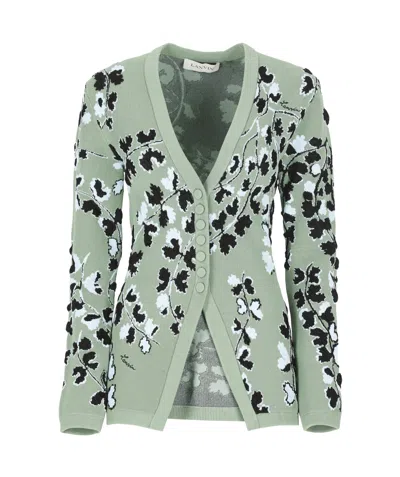 LANVIN LANVIN FLORAL PATTERN V-NECK CARDIGAN