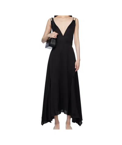 Lanvin V-neck Sleeveless Dress In Black