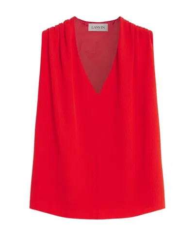 Lanvin V-neck Sleeveless Top In Red