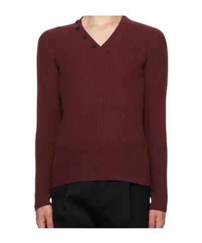 Lanvin V-neck Sweater In Brown