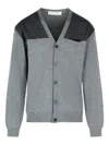 Lanvin V-neck Wool Cardigan Long Sleeves In Gray
