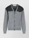 Lanvin V-neck Wool Cardigan Long Sleeves In Gray