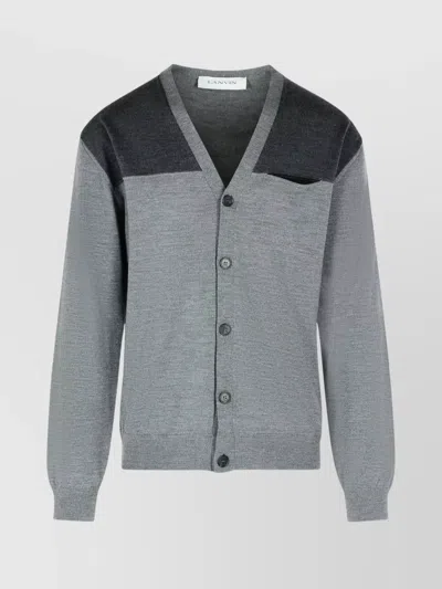 LANVIN V-NECK WOOL CARDIGAN LONG SLEEVES