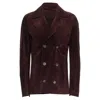 Lanvin Vegetable Calfskin Suede Double Breasted Jacket In Brown