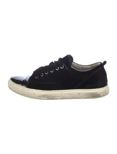 Pre-owned Lanvin Velvet Colorblock Pattern Sneakers In Black