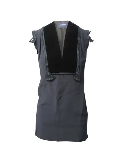 Pre-owned Lanvin Velvet-detail Mini Dress In Gray