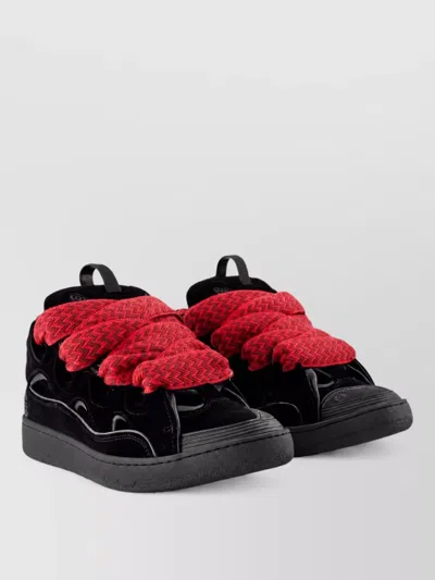 Lanvin Velvet High Top Sneakers In Black