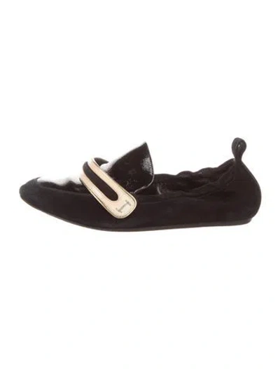 Pre-owned Lanvin Velvet Mary Jane Flats In Brown