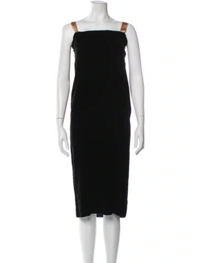 Pre-owned Lanvin Velvet Midi Length Dress In Black