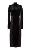 Lanvin Velvet-satin Midi Dress In Black