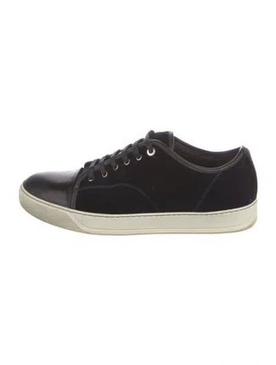 Pre-owned Lanvin Velvet Sneakers In Black