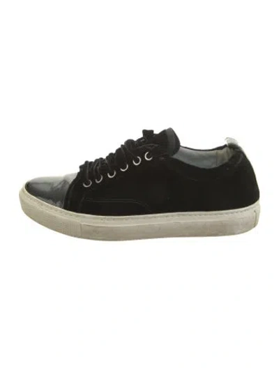 Pre-owned Lanvin Velvet Sneakers In Black