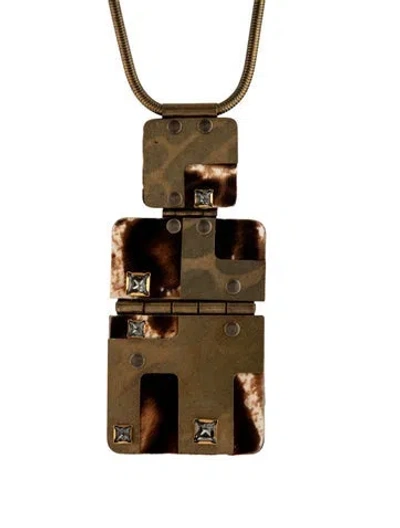 Pre-owned Lanvin Vintage Animal Print Pendant Necklace, 34" In Multi