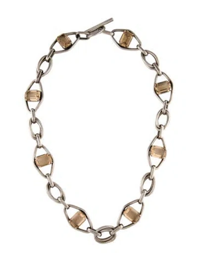 Pre-owned Lanvin Vintage Crystal Chain Necklace, 24.5" In Multi