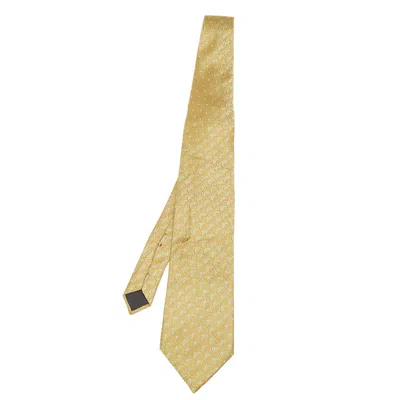 Lanvin Vintage Gold Jacquard Silk Tie In Brown