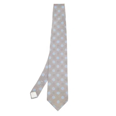 Lanvin Vintage Grey Circle Print Silk Tie In Gray