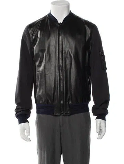 Pre-owned Lanvin Vintage Lambskin Bomber Jacket W/ Tags In Black