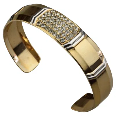Pre-owned Lanvin Vintage  Art Deco Rhinestone Rigid Cuff Bracelet In Multi