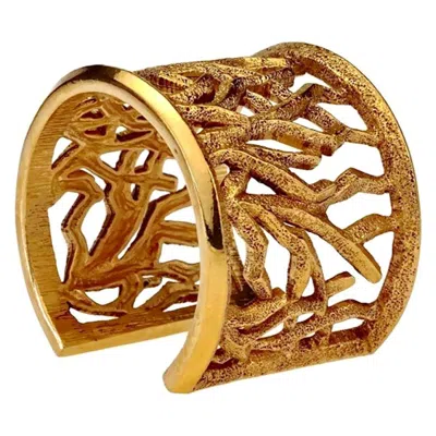 Pre-owned Lanvin Vintage  Paris Textured Branch Coral Cuff Bracelet In Red