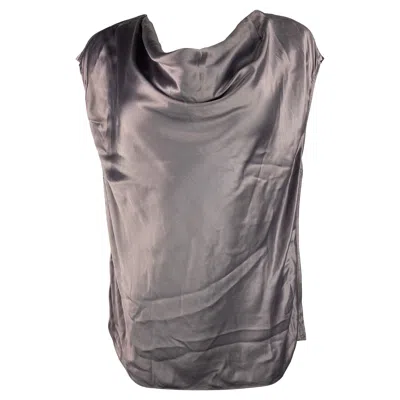 Pre-owned Lanvin Vintage  Silk Top Blouse, Size 44 In Gray