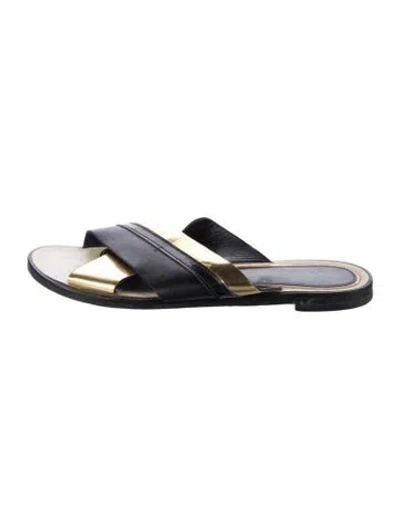 Pre-owned Lanvin Vintage Leather Slides In Black