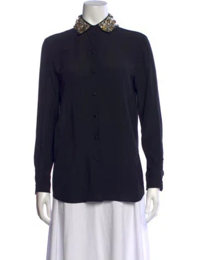 Pre-owned Lanvin Vintage Long Sleeve Blouse In Black