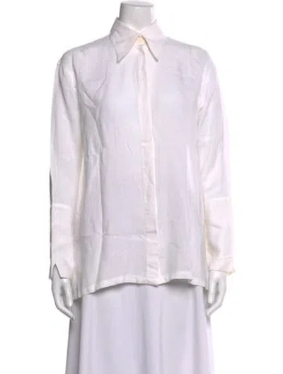 Pre-owned Lanvin Vintage Long Sleeve Button-up Top In White