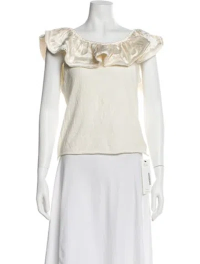 Pre-owned Lanvin Vintage Off-the-shoulder Blouse In Neutral