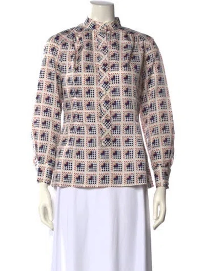 Pre-owned Lanvin Vintage Printed Blouse In Neutral