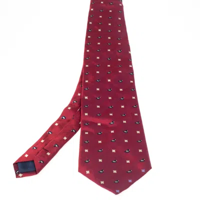 Lanvin Vintage Red Jacquard Silk Traditional Tie In Burgundy