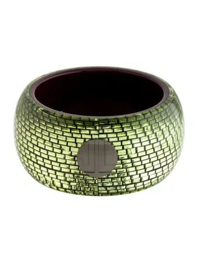 Pre-owned Lanvin Vintage Resin Bangle Bracelet, 7" In Green/purple/silver