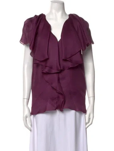Pre-owned Lanvin Vintage Silk Blouse In Purple