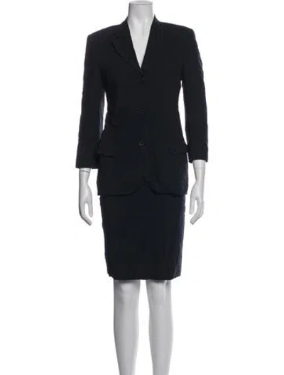 Pre-owned Lanvin Vintage Wool Skirt Suit In Black