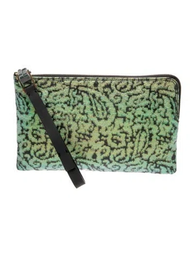 Pre-owned Lanvin Vinyl Clutch In Green/metallic