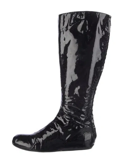 Pre-owned Lanvin Vinyl Riding Boots In Black
