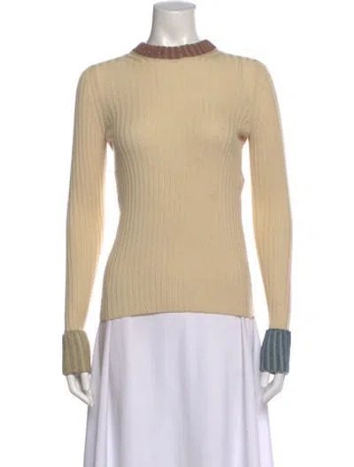 Pre-owned Lanvin Virgin Wool Crew Neck Top W/ Tags In Neutral