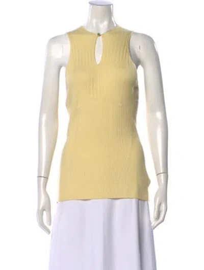 Pre-owned Lanvin Virgin Wool Crew Neck Top W/ Tags In Yellow