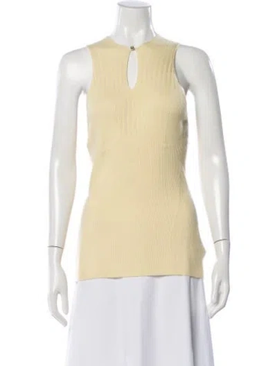 Pre-owned Lanvin Virgin Wool Crew Neck Top W/ Tags In Yellow
