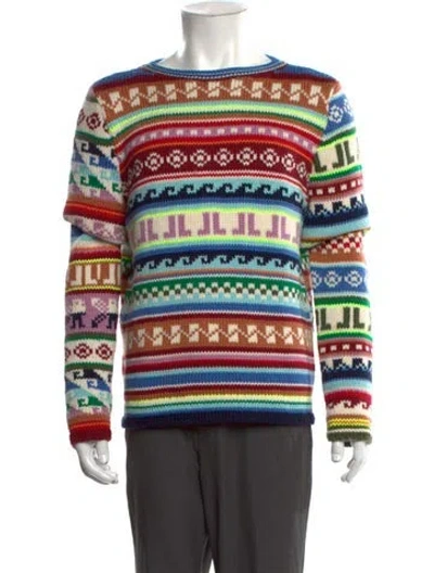 Pre-owned Lanvin Virgin Wool Graphic Print Pullover In Multicolor