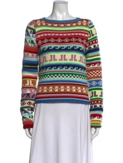 Pre-owned Lanvin Virgin Wool Graphic Print Sweater In Red