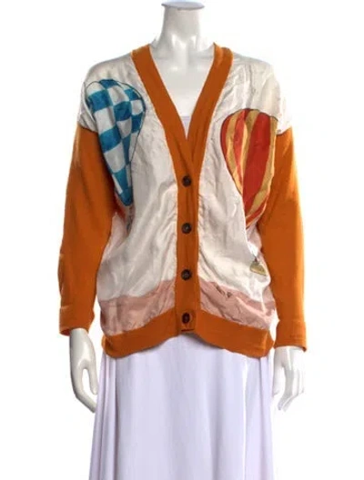 Pre-owned Lanvin Virgin Wool Graphic Print Sweater In White