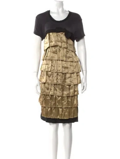 Pre-owned Lanvin Virgin Wool Knee-length Dress In Blue