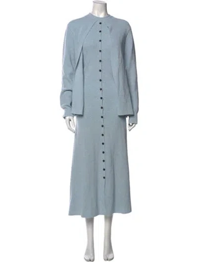 Pre-owned Lanvin Virgin Wool Long Dress W/ Tags In Blue