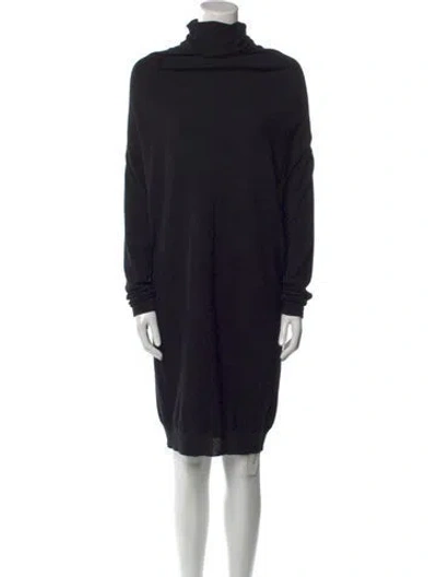 Pre-owned Lanvin Virgin Wool Midi Length Dress In Black