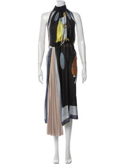 Pre-owned Lanvin Virgin Wool Midi Length Dress In Black