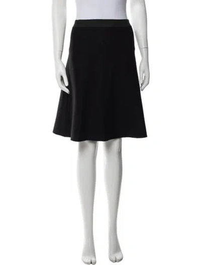 Pre-owned Lanvin Virgin Wool Midi Length Skirt In Black