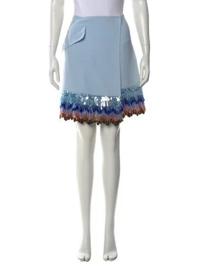 Pre-owned Lanvin Virgin Wool Mini Skirt In Blue