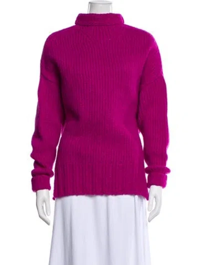 Pre-owned Lanvin Virgin Wool Mock Neck Sweater W/ Tags In Purple
