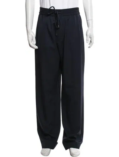Pre-owned Lanvin Virgin Wool Pants In Blue