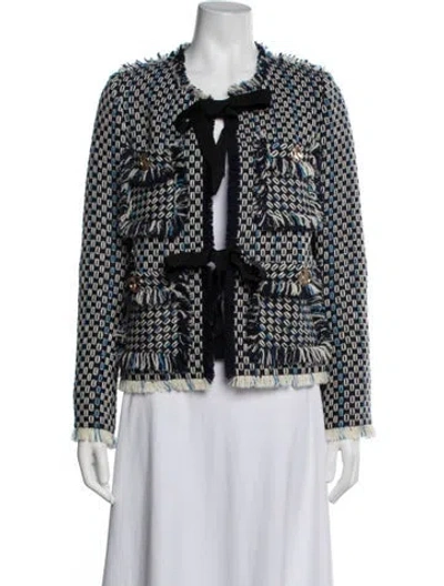 Pre-owned Lanvin Virgin Wool Patterned Jacket In Blue